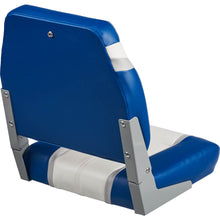 Load image into Gallery viewer, NEMO Economy Low Back boat seat, standard screws, pinch hinge, 19''x16''x14" , blue/white/light grey