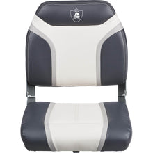 Load image into Gallery viewer, NEMO Economy Low Back boat seat, standard screws, pinch hinge, 19''x16''x14" , charcoal/white/light grey