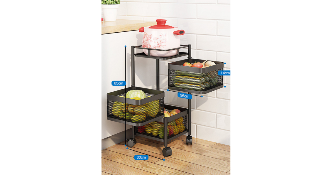 ECO SPIRE 3 LAYERS MULTI PURPOSE STORAGE RACK - BLACK