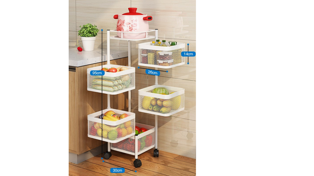 ECO SPIRE 5 LAYERS MULTI PURPOSE STORAGE RACK - WHITE