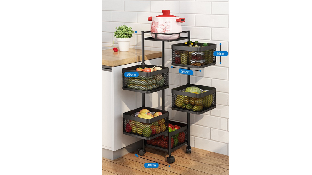 ECO SPIRE 5 LAYERS MULTI PURPOSE STORAGE RACK - BLACK