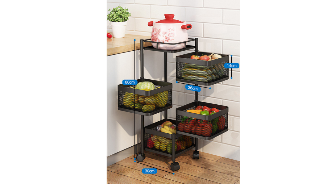 ECO SPIRE 4 LAYERS MULTI PURPOSE STORAGE RACK - BLACK